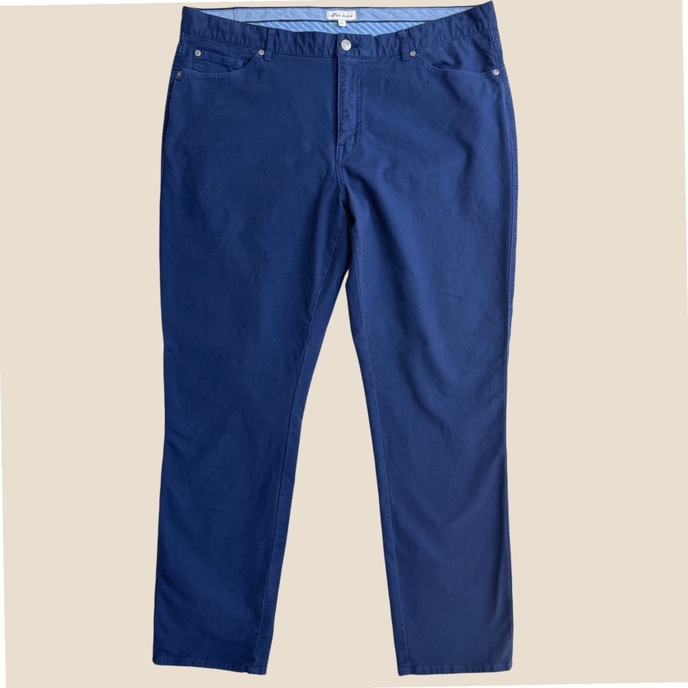 Peter Millar Fairfield Garment Dyed Denim Pants Navy Blue Mens 42 Straight Leg